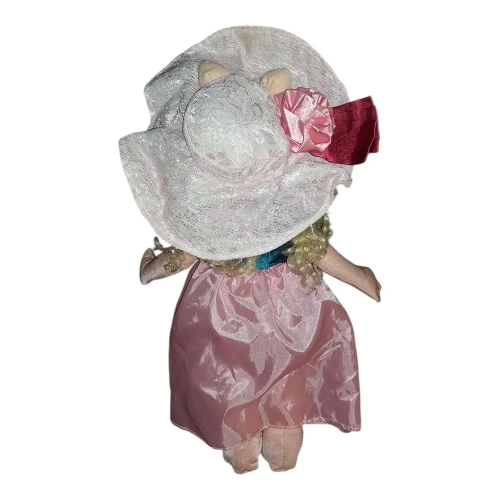 Vintage Miss Piggy Jim Henson's Toy Plush Pink Dress Rose Sun Hat